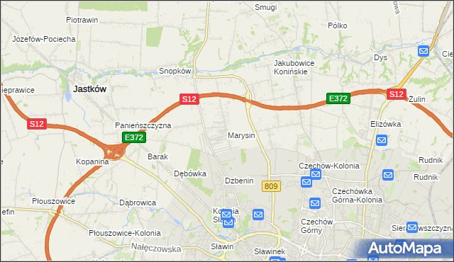 mapa Marysin gmina Jastków, Marysin gmina Jastków na mapie Targeo
