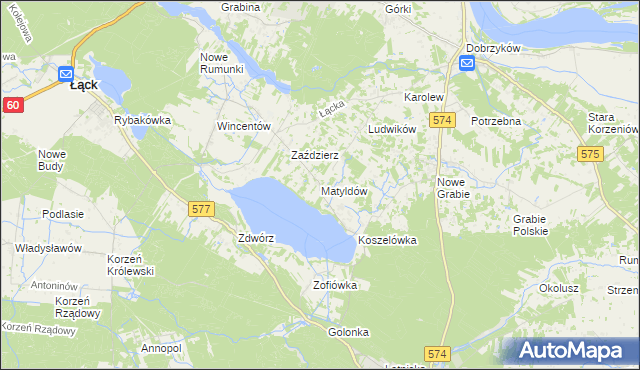 mapa Matyldów gmina Łąck, Matyldów gmina Łąck na mapie Targeo