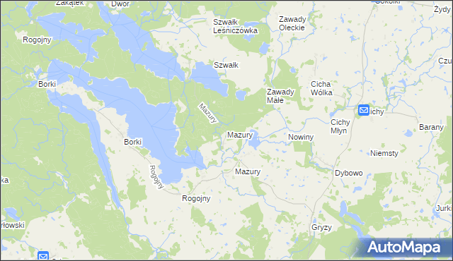 mapa Mazury gmina Kowale Oleckie, Mazury gmina Kowale Oleckie na mapie Targeo