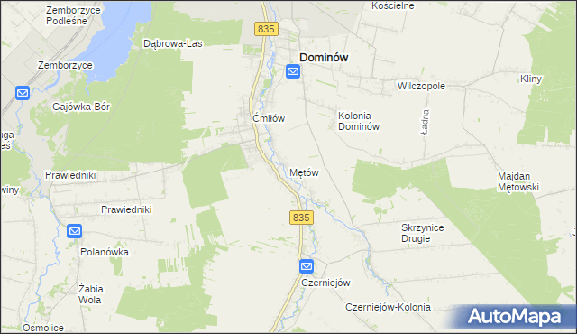 mapa Mętów, Mętów na mapie Targeo