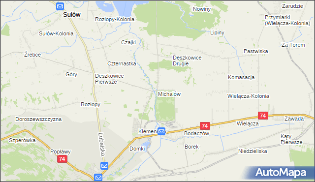 mapa Michalów gmina Sułów, Michalów gmina Sułów na mapie Targeo