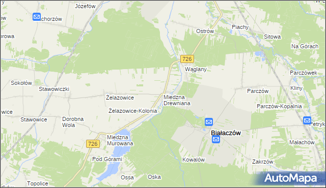 mapa Miedzna Drewniana, Miedzna Drewniana na mapie Targeo