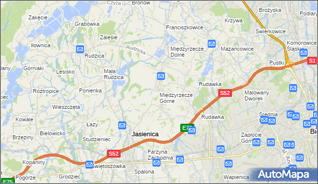 mapa Międzyrzecze Górne, Międzyrzecze Górne na mapie Targeo