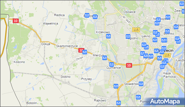 mapa Mierzyn gmina Dobra (Szczecińska), Mierzyn gmina Dobra (Szczecińska) na mapie Targeo