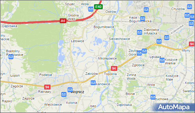 mapa Mikołajowice gmina Wierzchosławice, Mikołajowice gmina Wierzchosławice na mapie Targeo