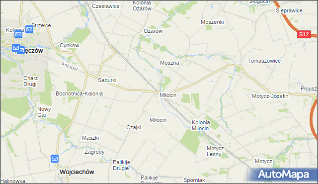 mapa Miłocin gmina Jastków, Miłocin gmina Jastków na mapie Targeo