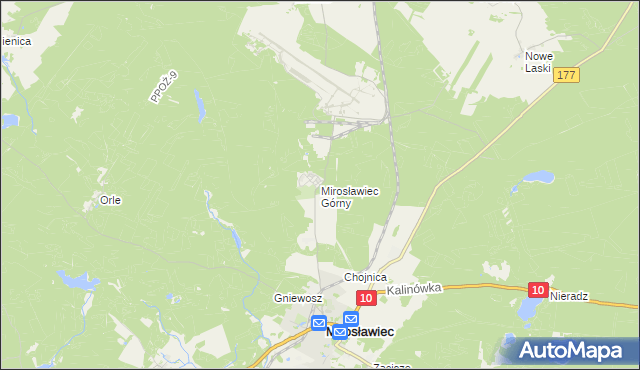 mapa Mirosławiec Górny, Mirosławiec Górny na mapie Targeo