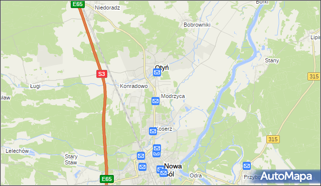 mapa Modrzyca, Modrzyca na mapie Targeo