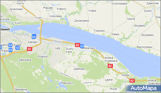 mapa Modzerowo gmina Włocławek, Modzerowo gmina Włocławek na mapie Targeo