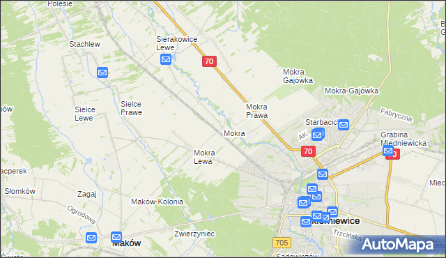 mapa Mokra gmina Skierniewice, Mokra gmina Skierniewice na mapie Targeo