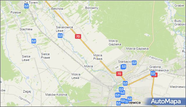 mapa Mokra Prawa, Mokra Prawa na mapie Targeo