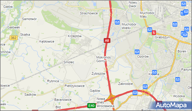 mapa Mokronos Górny, Mokronos Górny na mapie Targeo