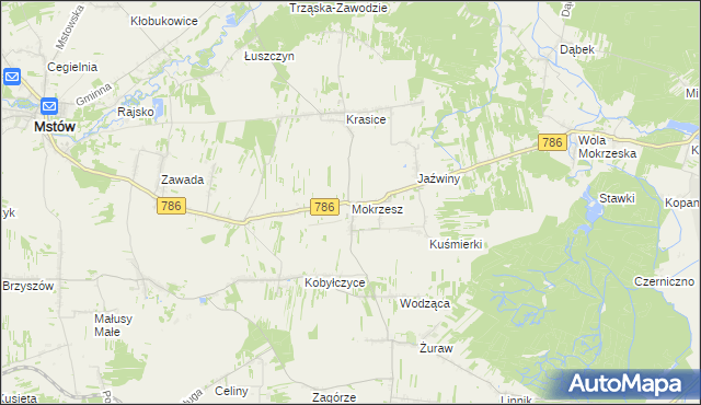 mapa Mokrzesz, Mokrzesz na mapie Targeo
