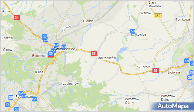 mapa Mokrzeszów, Mokrzeszów na mapie Targeo