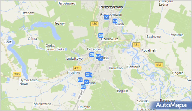 mapa Mosina powiat poznański, Mosina powiat poznański na mapie Targeo