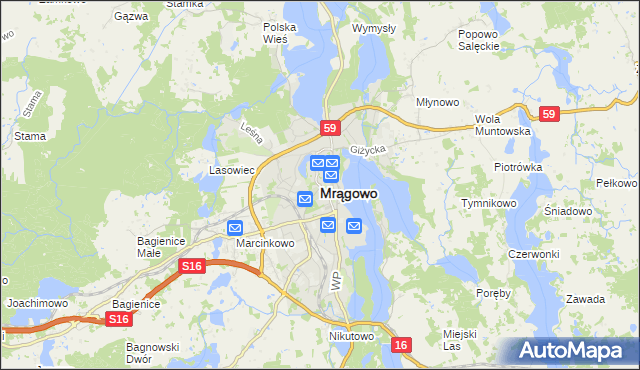 mapa Mrągowo, Mrągowo na mapie Targeo