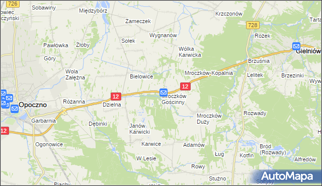mapa Mroczków Gościnny, Mroczków Gościnny na mapie Targeo