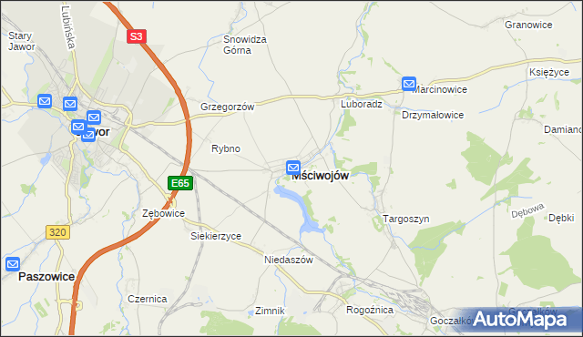 mapa Mściwojów, Mściwojów na mapie Targeo