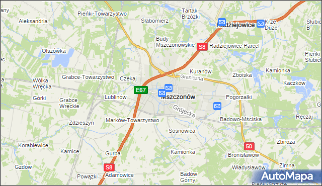 mapa Mszczonów, Mszczonów na mapie Targeo