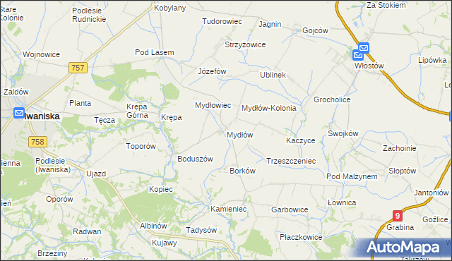 mapa Mydłów, Mydłów na mapie Targeo