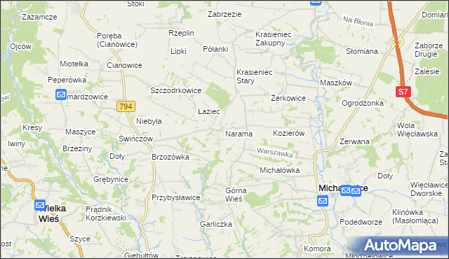 mapa Narama, Narama na mapie Targeo