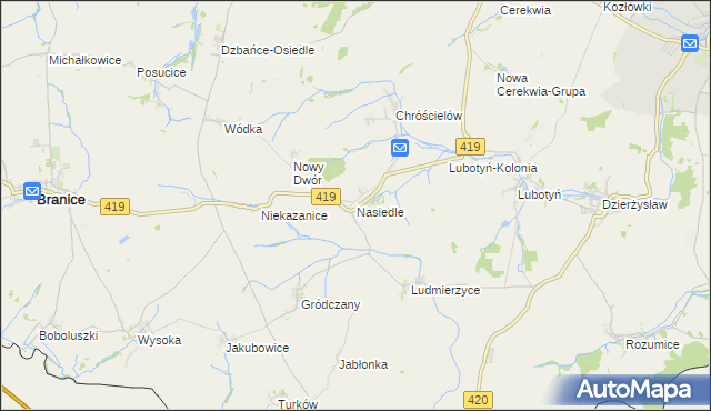 mapa Nasiedle, Nasiedle na mapie Targeo