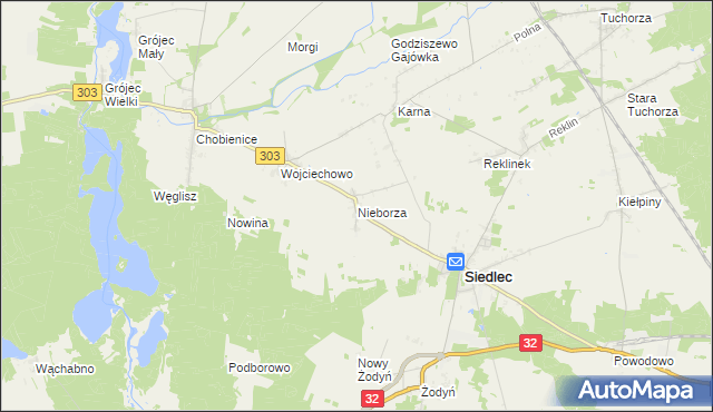 mapa Nieborza, Nieborza na mapie Targeo