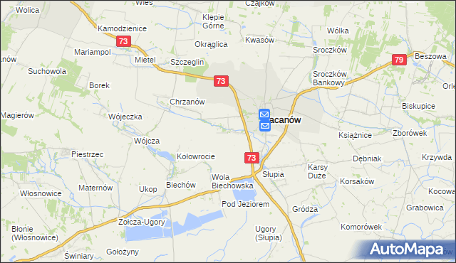 mapa Niegosławice gmina Pacanów, Niegosławice gmina Pacanów na mapie Targeo