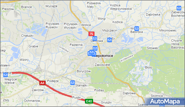 mapa Niepołomice, Niepołomice na mapie Targeo