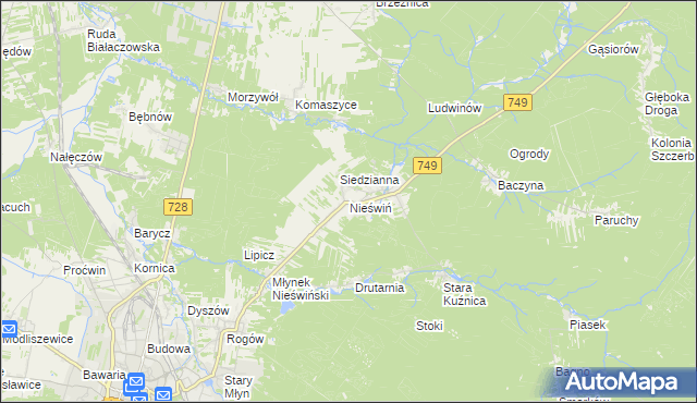 mapa Nieświń, Nieświń na mapie Targeo