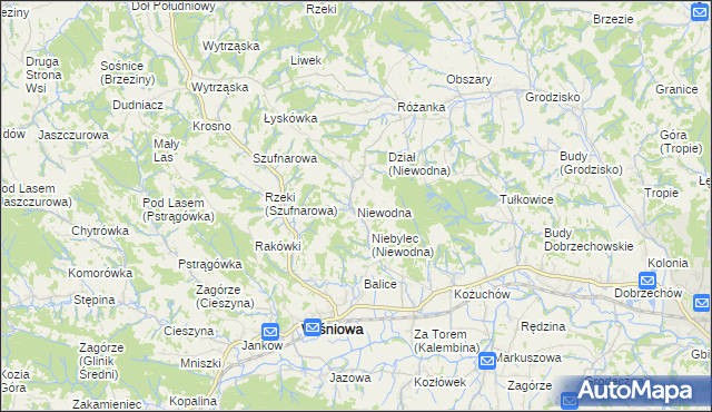 mapa Niewodna, Niewodna na mapie Targeo