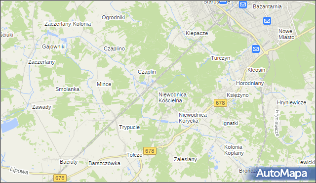 mapa Niewodnica Kościelna, Niewodnica Kościelna na mapie Targeo