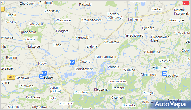 mapa Nieznanowice gmina Gdów, Nieznanowice gmina Gdów na mapie Targeo