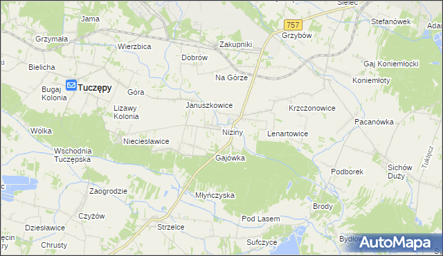 mapa Niziny gmina Tuczępy, Niziny gmina Tuczępy na mapie Targeo