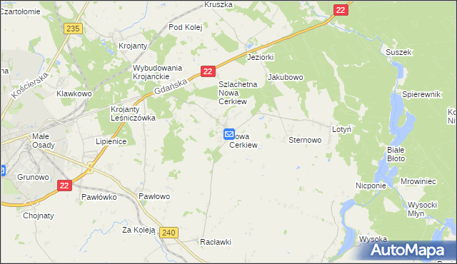 mapa Nowa Cerkiew gmina Chojnice, Nowa Cerkiew gmina Chojnice na mapie Targeo