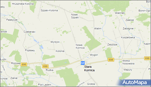 mapa Nowa Kornica, Nowa Kornica na mapie Targeo