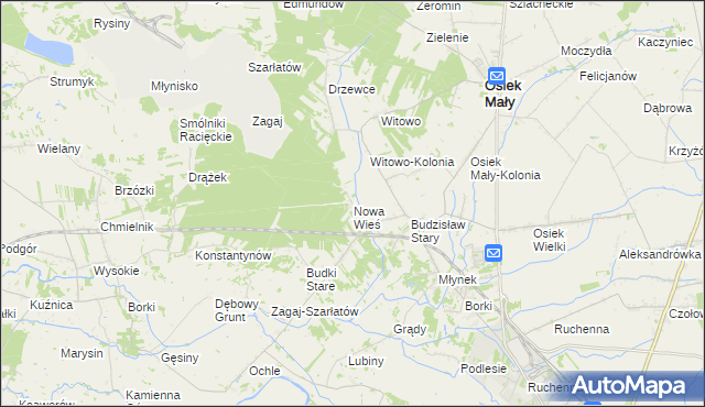 mapa Nowa Wieś gmina Osiek Mały, Nowa Wieś gmina Osiek Mały na mapie Targeo