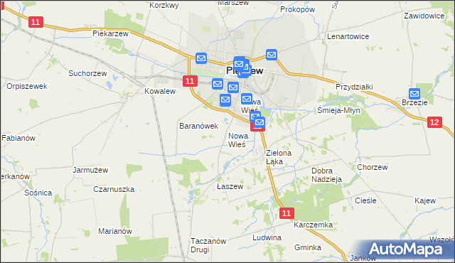 mapa Nowa Wieś gmina Pleszew, Nowa Wieś gmina Pleszew na mapie Targeo
