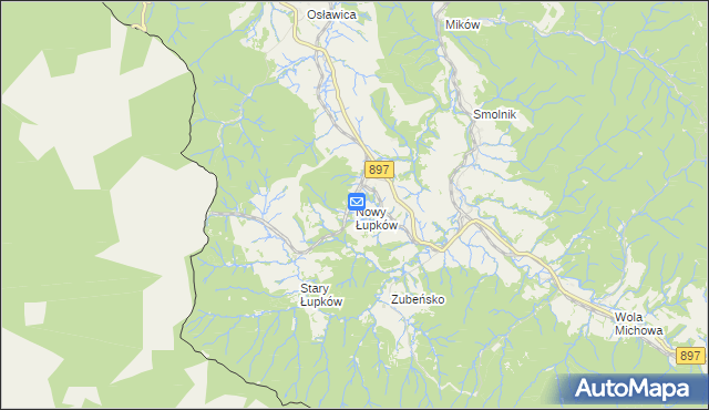 mapa Nowy Łupków, Nowy Łupków na mapie Targeo