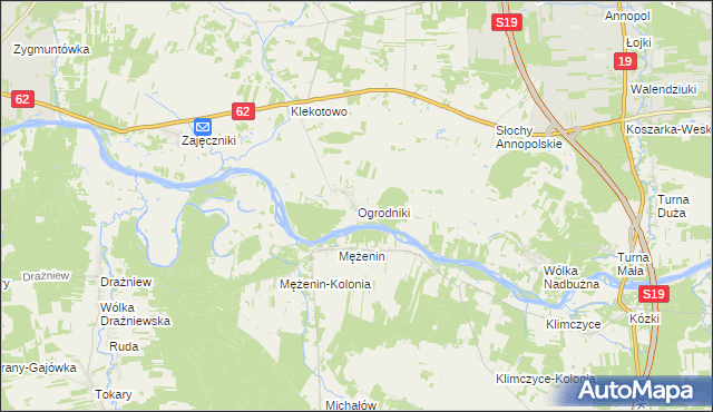 mapa Ogrodniki gmina Siemiatycze, Ogrodniki gmina Siemiatycze na mapie Targeo
