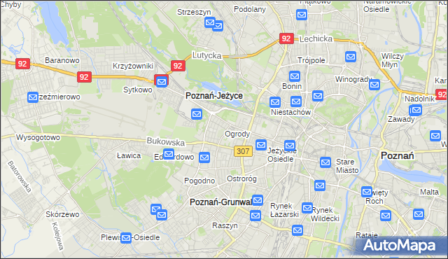 mapa Ogrody gmina Poznań, Ogrody gmina Poznań na mapie Targeo