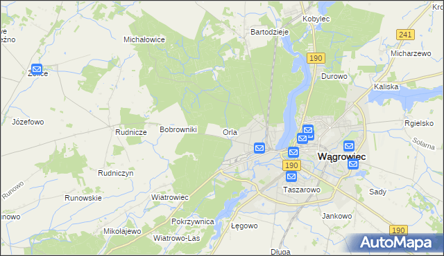 mapa Orla gmina Wągrowiec, Orla gmina Wągrowiec na mapie Targeo