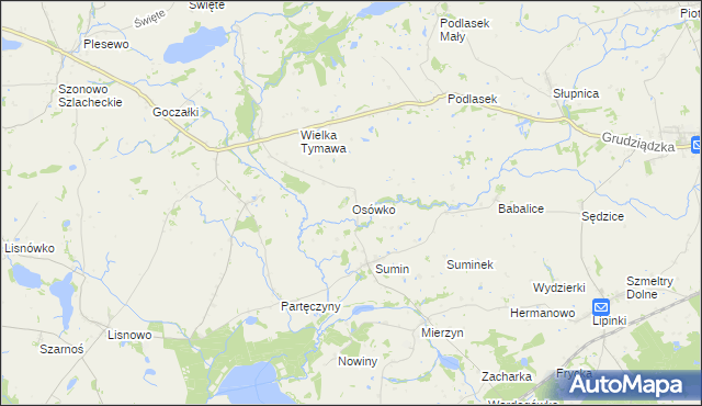 mapa Osówko gmina Biskupiec, Osówko gmina Biskupiec na mapie Targeo