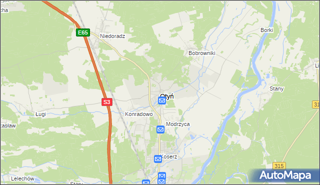 mapa Otyń, Otyń na mapie Targeo