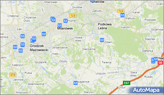 mapa Owczarnia gmina Brwinów, Owczarnia gmina Brwinów na mapie Targeo