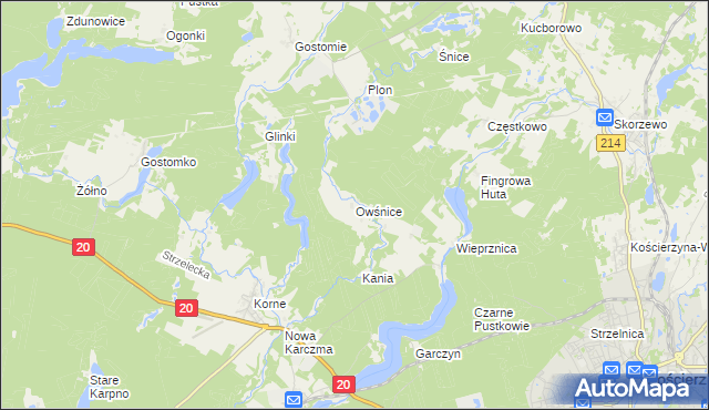 mapa Owśnice, Owśnice na mapie Targeo