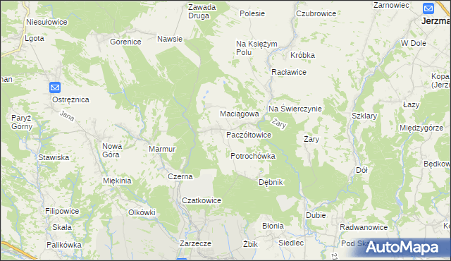 mapa Paczółtowice, Paczółtowice na mapie Targeo
