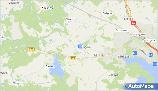 mapa Parsęcko, Parsęcko na mapie Targeo