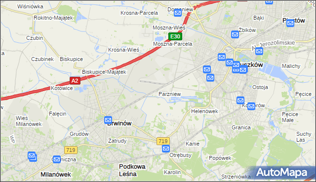 mapa Parzniew, Parzniew na mapie Targeo