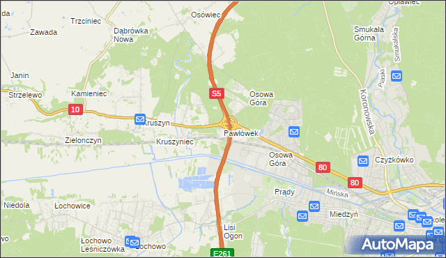 mapa Pawłówek gmina Sicienko, Pawłówek gmina Sicienko na mapie Targeo
